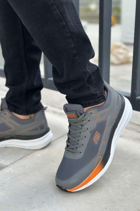 SMALL LOGO PLATFORM MEN SNEAKERS GREY/ORANGE/GRPO - 3