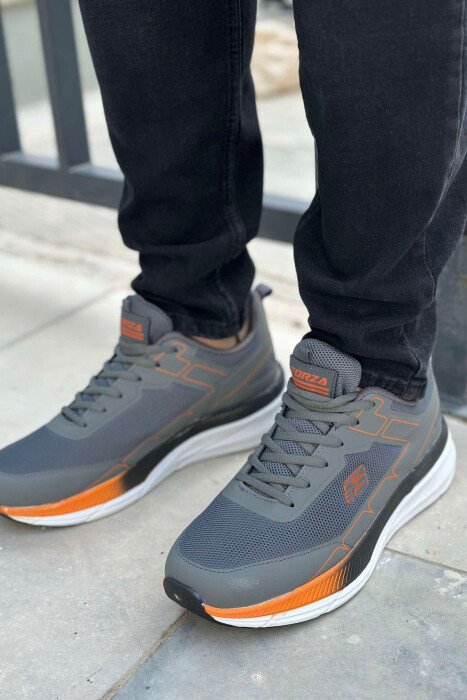 SMALL LOGO PLATFORM MEN SNEAKERS GREY/ORANGE/GRPO - 4