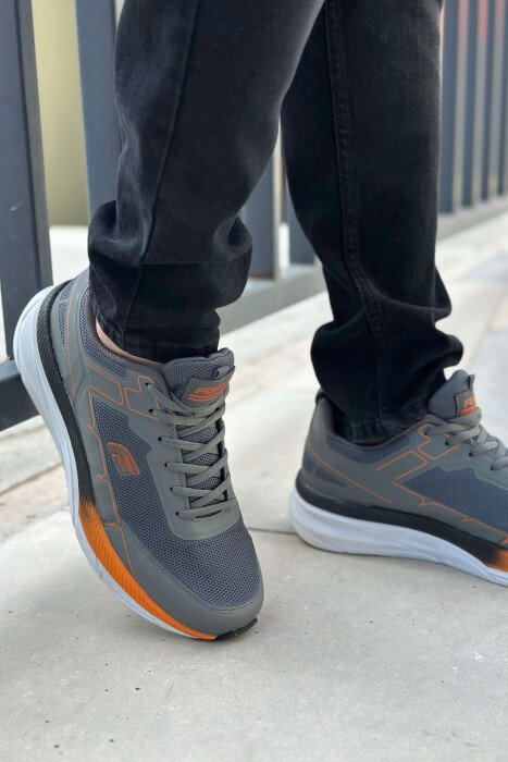 SMALL LOGO PLATFORM MEN SNEAKERS GREY/ORANGE/GRPO - 5