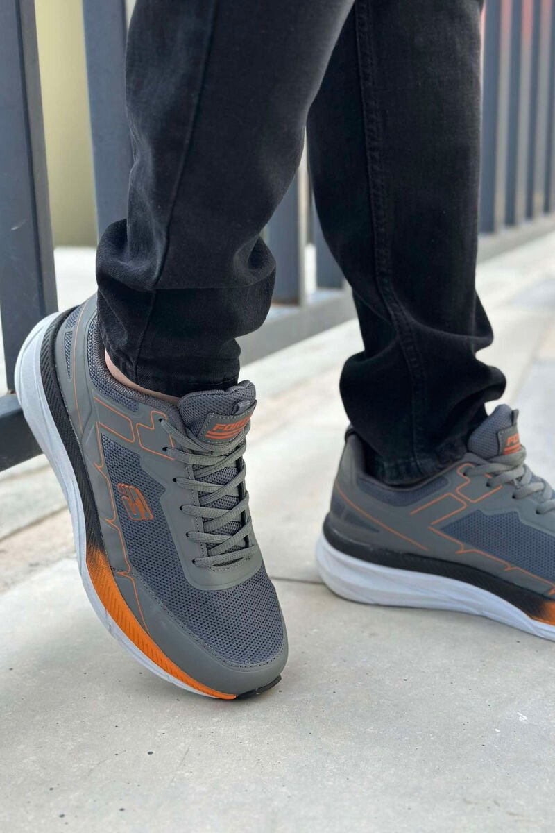 SMALL LOGO PLATFORM MEN SNEAKERS GREY/ORANGE/GRPO - 5