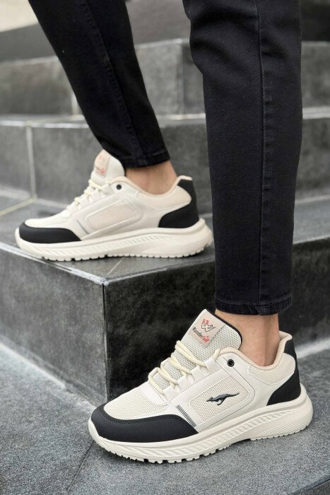 SMALL LOGO PLATFORM SIMPLE MEN SNEAKERS BLACK-BEIGE/ZEBE - 3