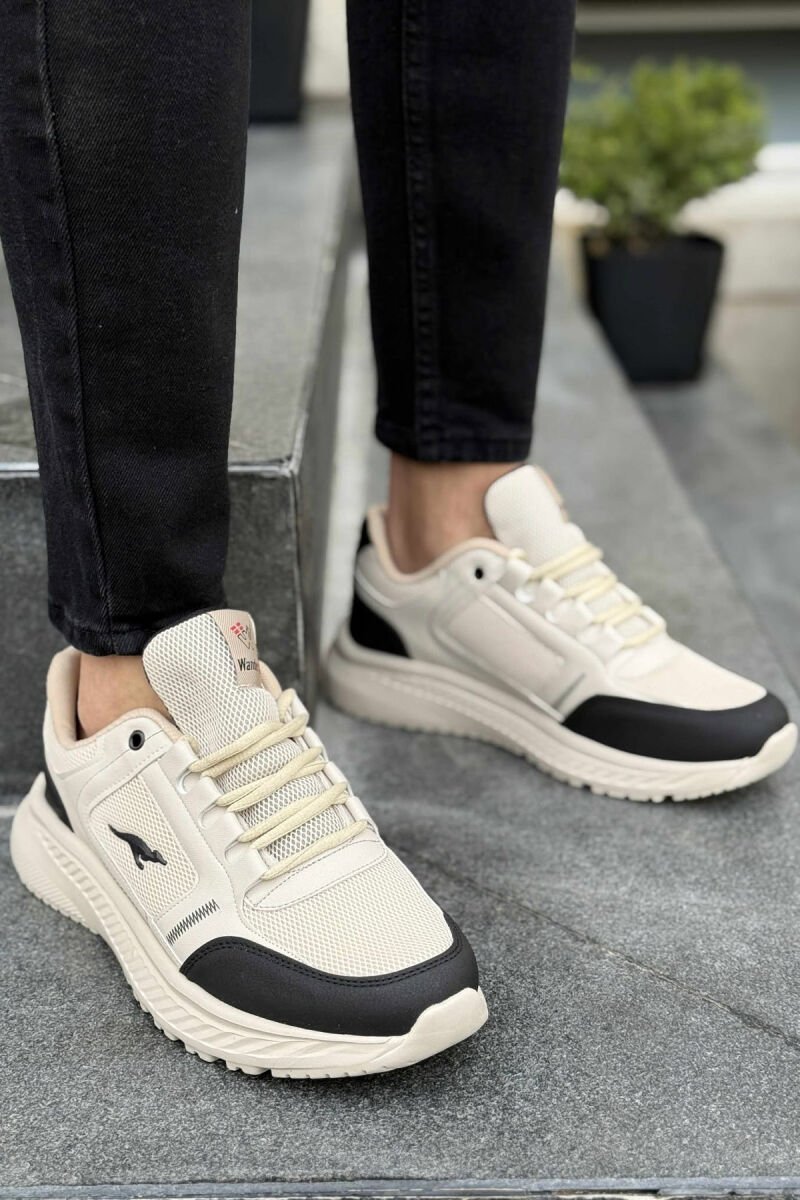 SMALL LOGO PLATFORM SIMPLE MEN SNEAKERS BLACK-BEIGE/ZEBE - 1