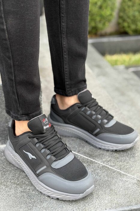SMALL LOGO PLATFORM SIMPLE MEN SNEAKERS BLACK-GREY/ZEGR - 1