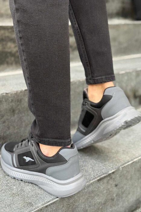 SMALL LOGO PLATFORM SIMPLE MEN SNEAKERS BLACK-GREY/ZEGR - 4