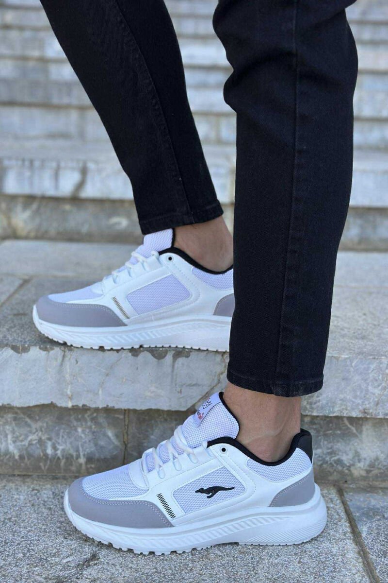 SMALL LOGO PLATFORM SIMPLE MEN SNEAKERS WHITE/GREY-BAGR - 3
