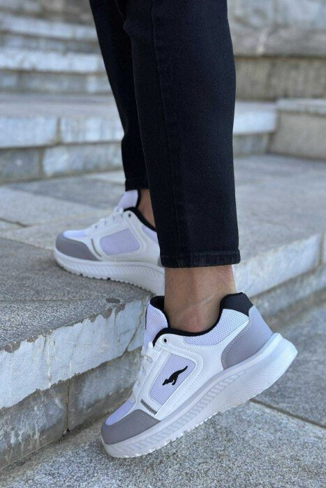 SMALL LOGO PLATFORM SIMPLE MEN SNEAKERS WHITE/GREY-BAGR - 4