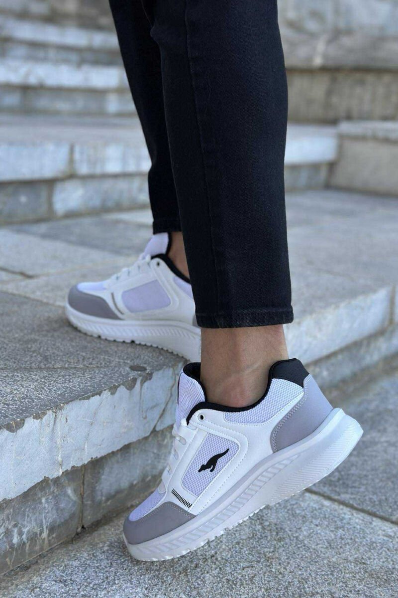 SMALL LOGO PLATFORM SIMPLE MEN SNEAKERS WHITE/GREY-BAGR - 4