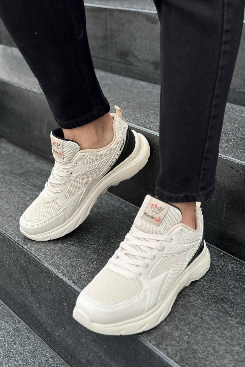 SMALL LOGO SIMPLE MEN SNEAKERS BLACK-BEIGE/ZEBE - 1