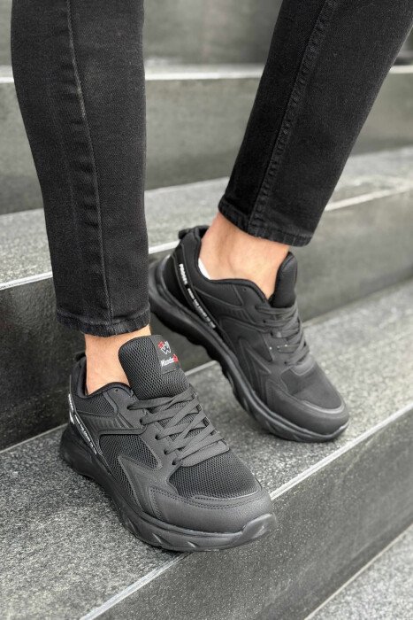 SMALL LOGO SIMPLE MEN SNEAKERS BLACK-BLACK/ZZ - 1