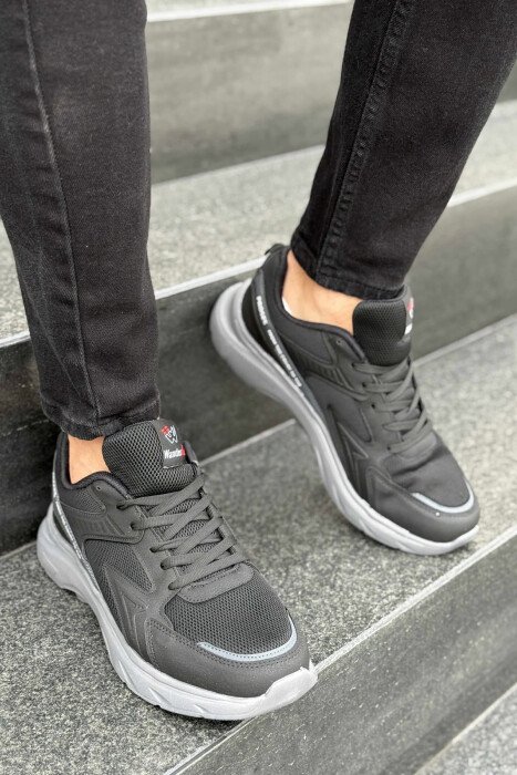 SMALL LOGO SIMPLE MEN SNEAKERS BLACK-GREY/ZEGR 