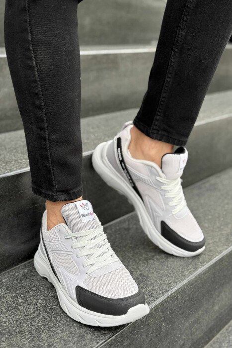 SMALL LOGO SIMPLE MEN SNEAKERS BLACK-LIGHT GREY/ZEGZ 
