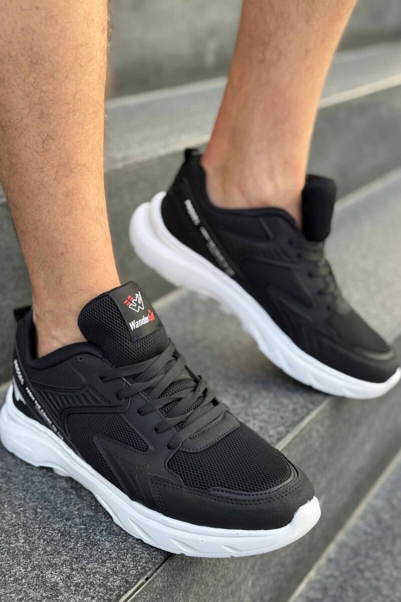 SMALL LOGO SIMPLE MEN SNEAKERS BLACK-WHITE/ZB - 1