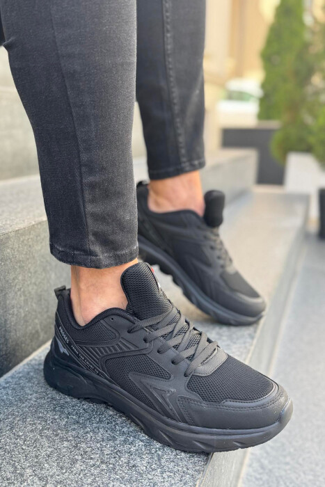 SMALL LOGO SIMPLE MEN SNEAKERS BLACK/ E ZEZE - KLAUDIO FASHION