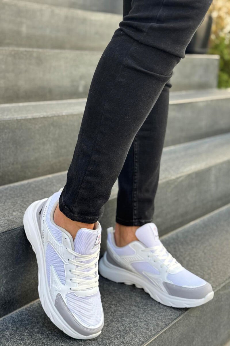 SMALL LOGO SIMPLE MEN SNEAKERS WHITE/GREY-BAGR - 4