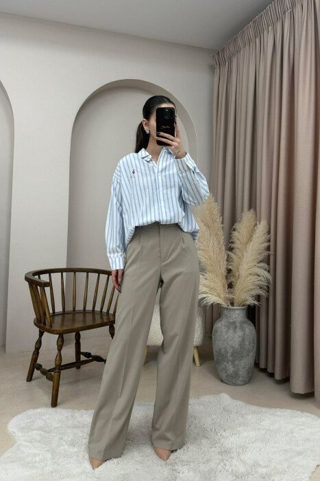SMALL LOGO STRIPED WOMEN SHIRT WHITE-LIGHT BLUE/BABZ - 6
