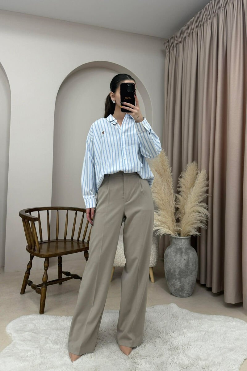 SMALL LOGO STRIPED WOMEN SHIRT WHITE-LIGHT BLUE/BABZ - 6