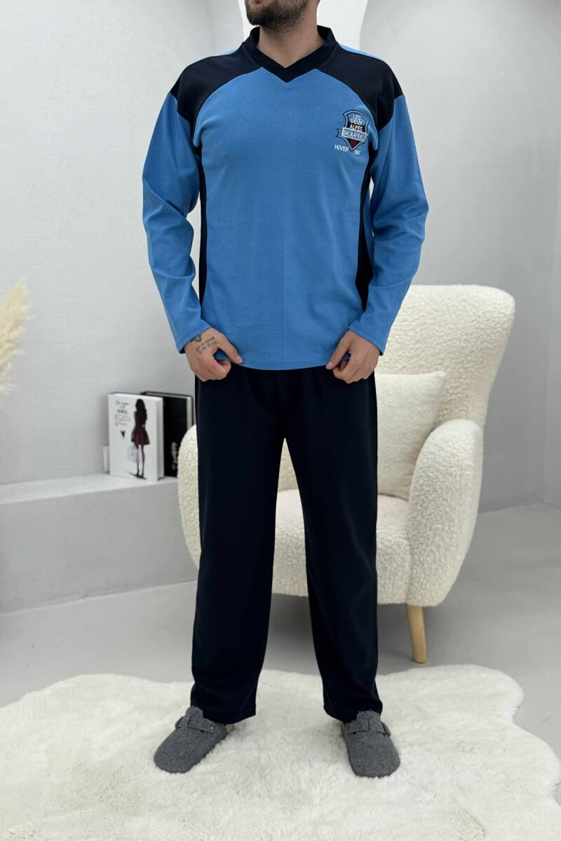 SMALL LOGO SWEATSHIRT+SWEATPANTS MEN PYJAMAS BLUE/BLU - 1