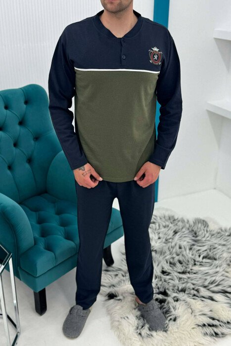 SMALL LOGO SWEATSHIRT+TROUSERS MEN PYJAMAS BLUE-GREEN/BLU-JESHILE 