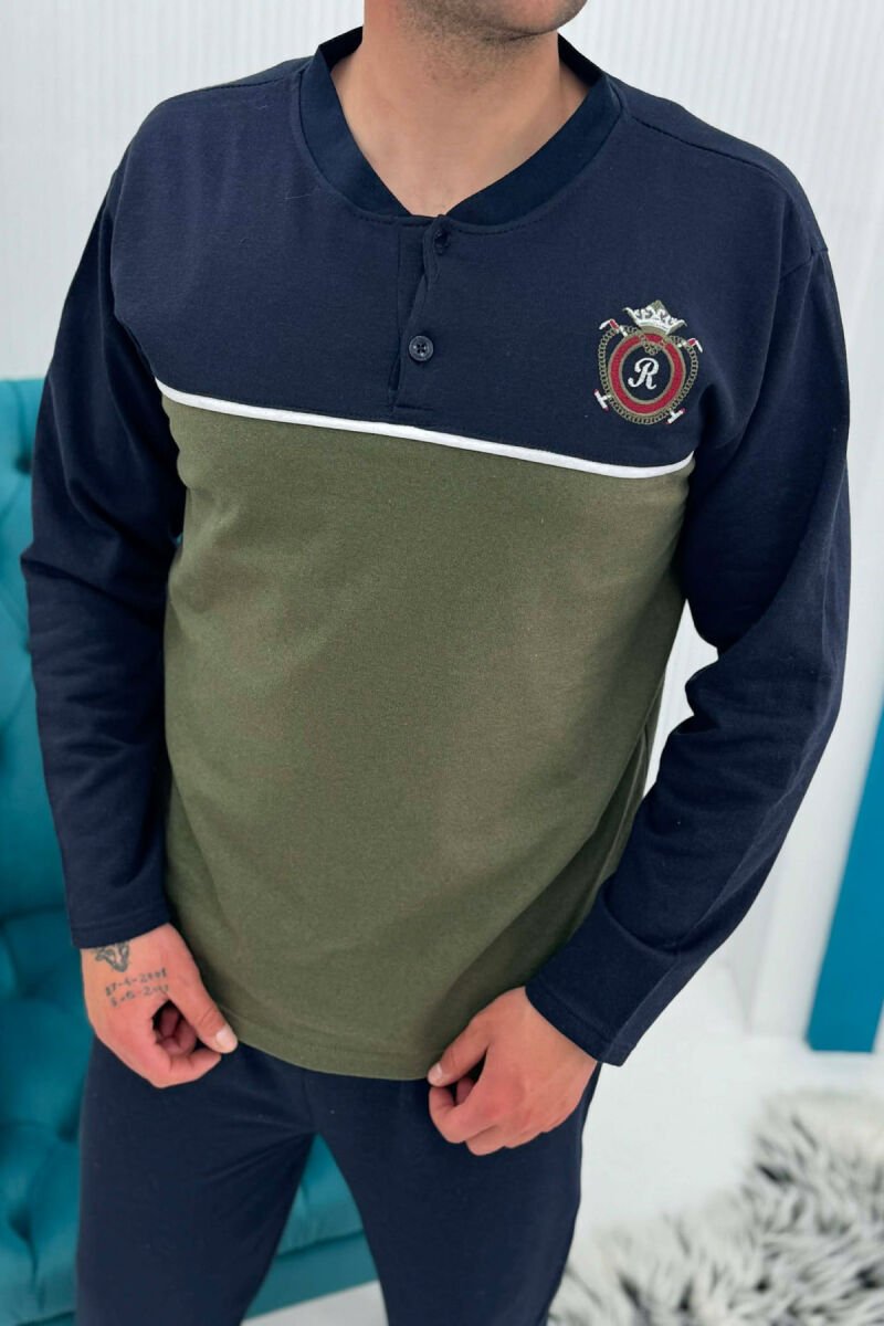SMALL LOGO SWEATSHIRT+TROUSERS MEN PYJAMAS BLUE-GREEN/BLU-JESHILE - 3