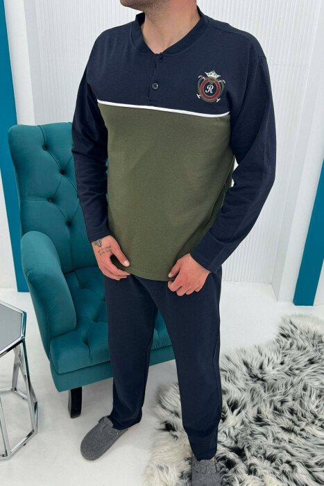SMALL LOGO SWEATSHIRT+TROUSERS MEN PYJAMAS BLUE-GREEN/BLU-JESHILE - 2