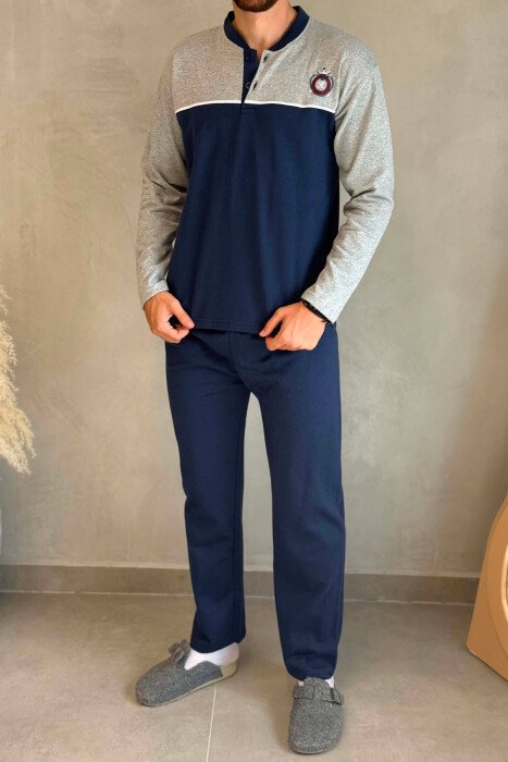SMALL LOGO SWEATSHIRT+TROUSERS MEN PYJAMAS BLUE+GREY/ BLU+GRI - 2