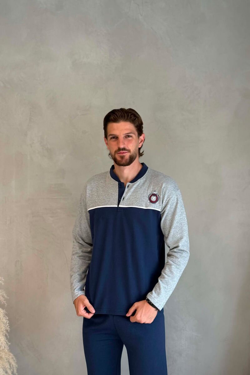 SMALL LOGO SWEATSHIRT+TROUSERS MEN PYJAMAS BLUE+GREY/ BLU+GRI - 3