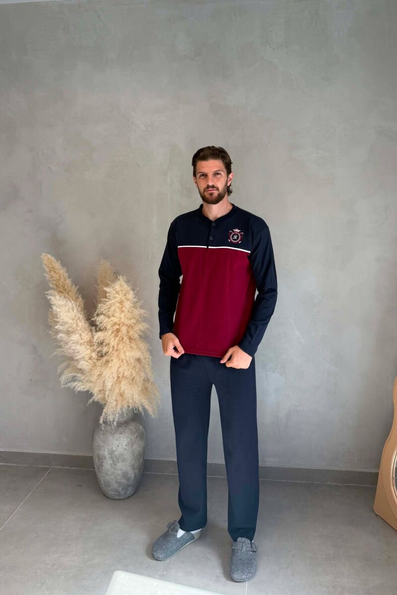 SMALL LOGO SWEATSHIRT+TROUSERS MEN PYJAMAS BURGUNDY/VISHNJE - 1