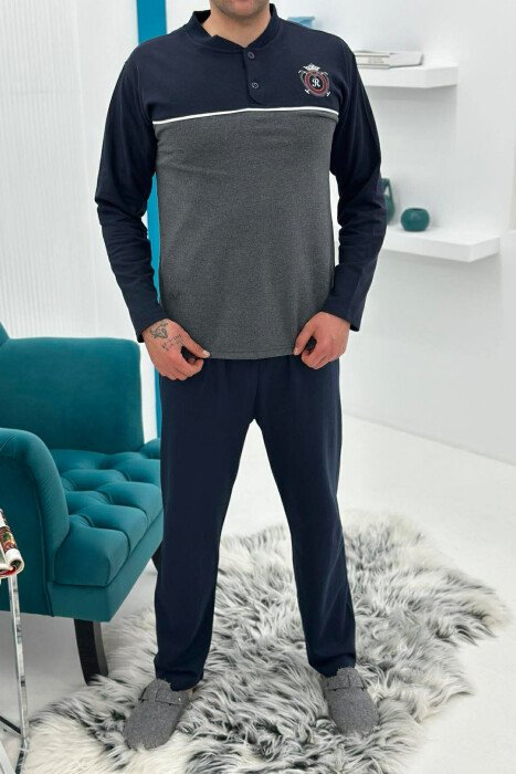 SMALL LOGO SWEATSHIRT+TROUSERS MEN PYJAMAS DARK GREY/GEE - 1