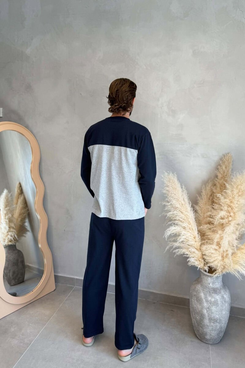 SMALL LOGO SWEATSHIRT+TROUSERS MEN PYJAMAS GREY-BLUE/ GRBL - 2