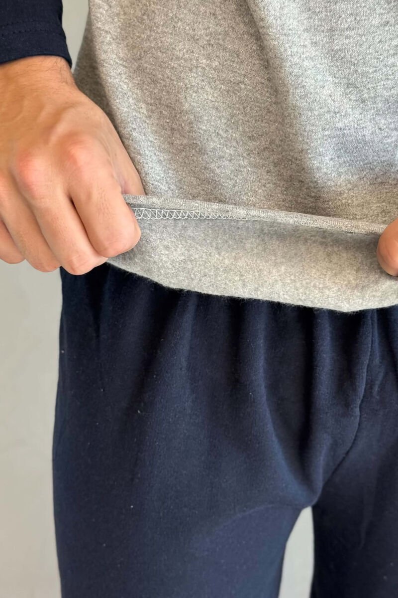 SMALL LOGO SWEATSHIRT+TROUSERS MEN PYJAMAS GREY-BLUE/ GRBL - 4