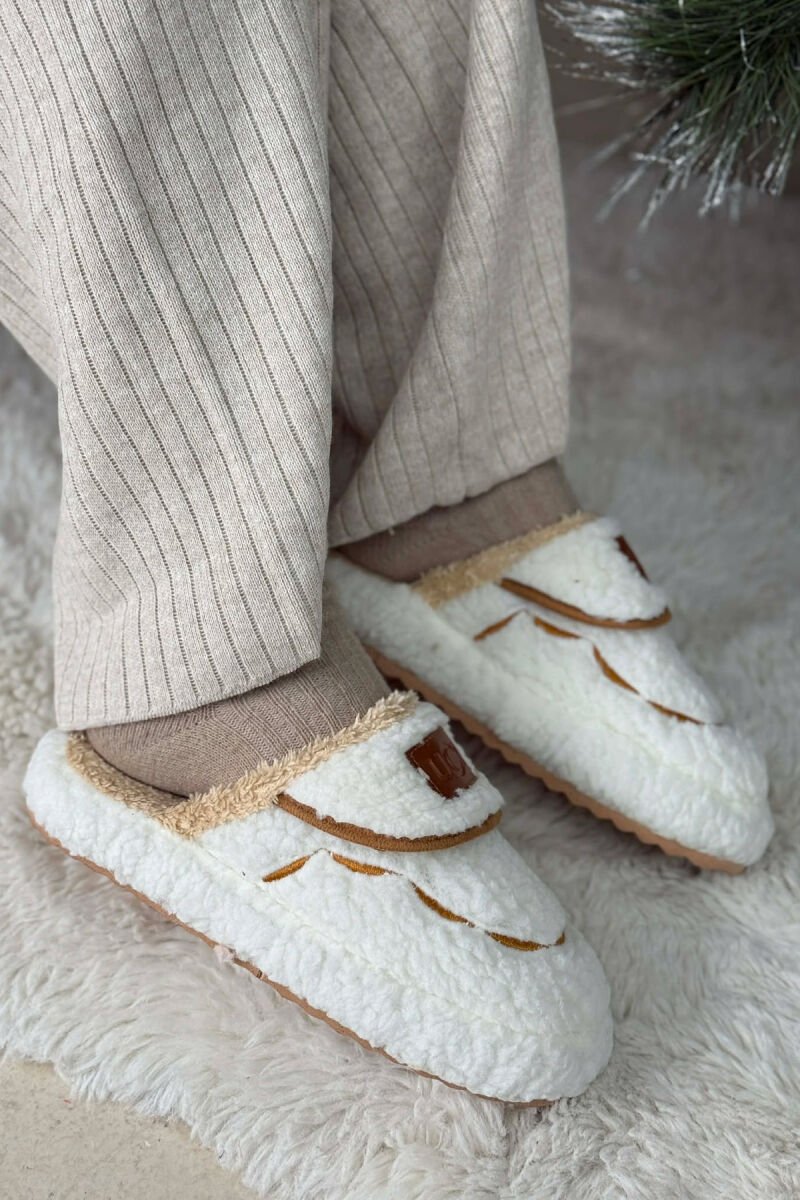 SMALL LOGO TEDDY WOMEN SLIPPERS WHITE-E BARDHE - 4
