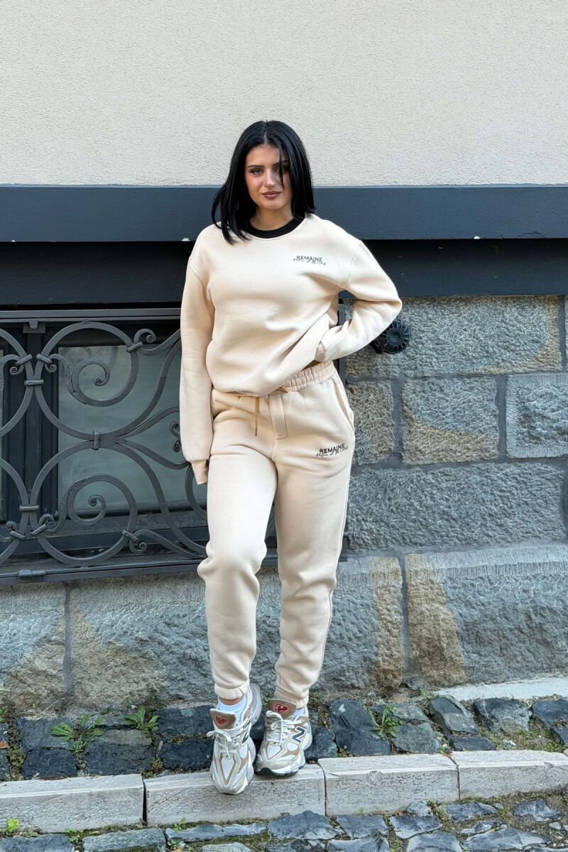 SMALL WRITTINGS SWEATSHIRT + JOGGERS WOMAN SET BEIGE/BEZHE - 4