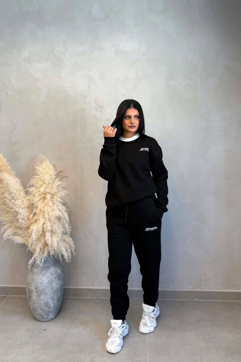 SMALL WRITTINGS SWEATSHIRT + JOGGERS WOMAN SET BLACK/ E ZEZE - 1