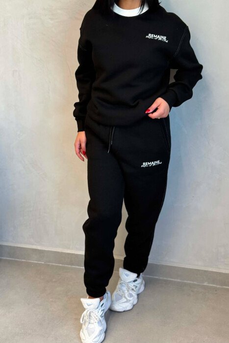 SMALL WRITTINGS SWEATSHIRT + JOGGERS WOMAN SET BLACK/ E ZEZE - 2
