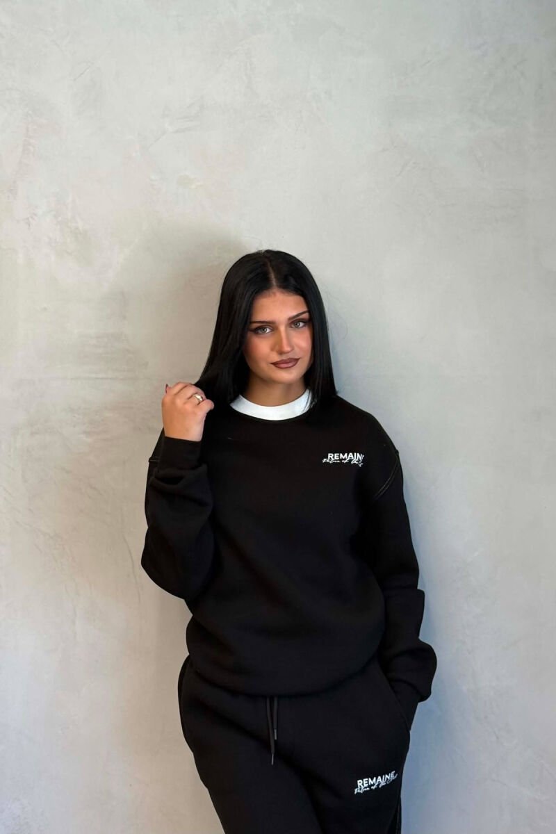 SMALL WRITTINGS SWEATSHIRT + JOGGERS WOMAN SET BLACK/ E ZEZE - 3