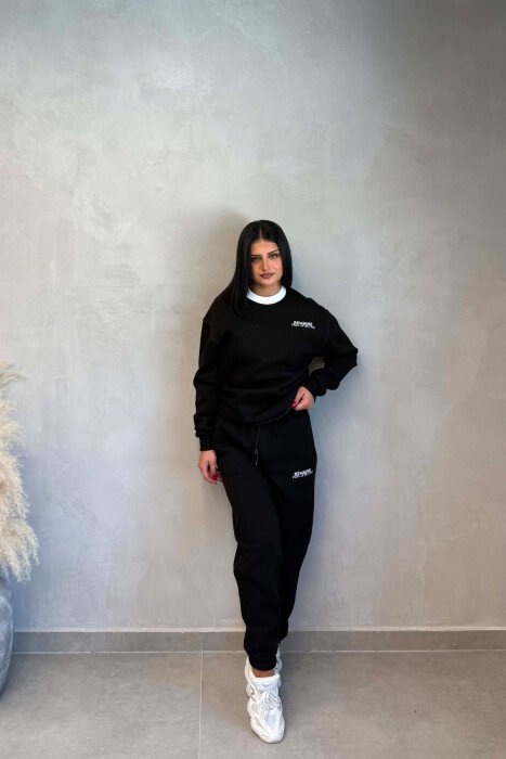 SMALL WRITTINGS SWEATSHIRT + JOGGERS WOMAN SET BLACK/ E ZEZE - 4