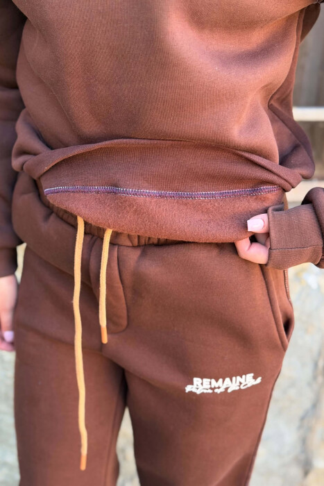 SMALL WRITTINGS SWEATSHIRT + JOGGERS WOMAN SET BROWN/KAFE - 4