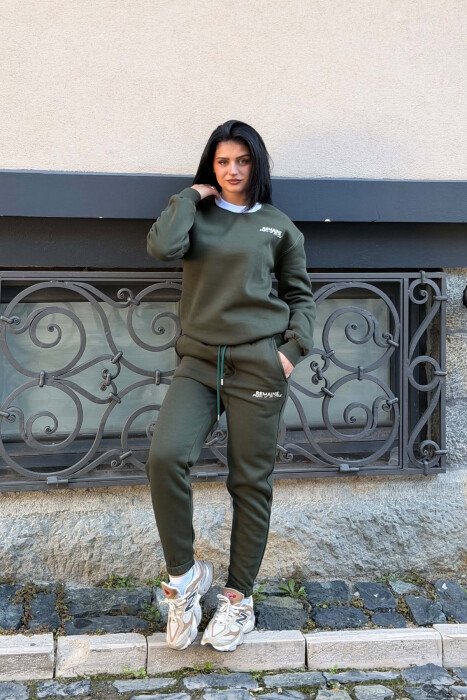 SMALL WRITTINGS SWEATSHIRT + JOGGERS WOMAN SET DARK GREEN/JEE - 3