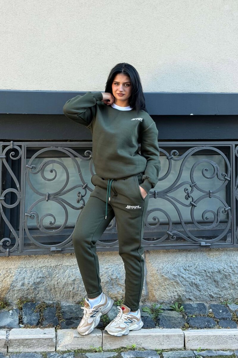 SMALL WRITTINGS SWEATSHIRT + JOGGERS WOMAN SET DARK GREEN/JEE - 6