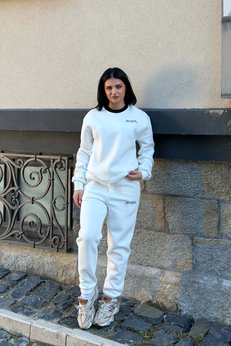 SMALL WRITTINGS SWEATSHIRT + JOGGERS WOMAN SET WHITE-E BARDHE - 3