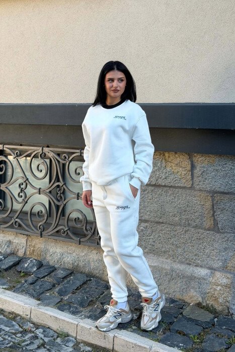 SMALL WRITTINGS SWEATSHIRT + JOGGERS WOMAN SET WHITE-E BARDHE - 5