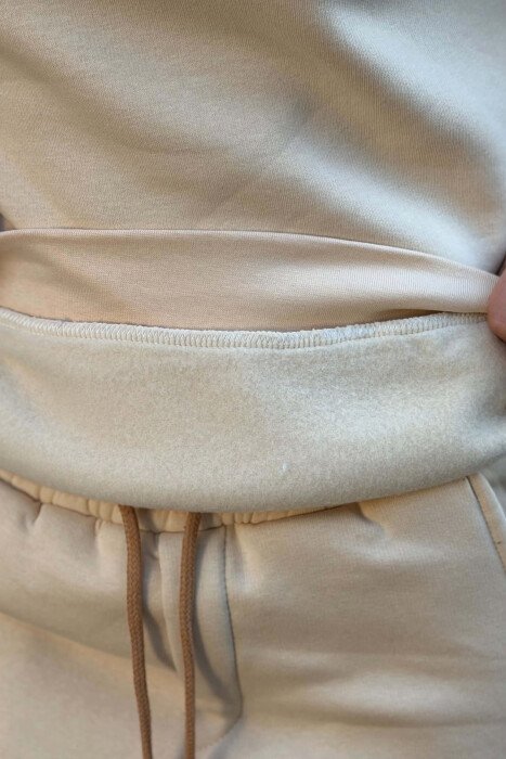 SMALL WRITTINGS SWETASHIRT + SWEATPANTS FLUFFY WOMAN SET BEIGE/BEZHE - 4