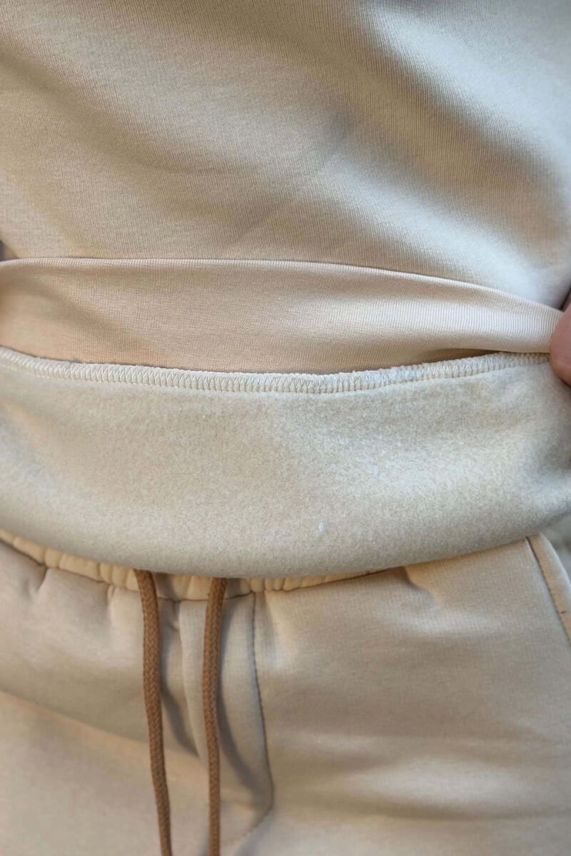 SMALL WRITTINGS SWETASHIRT + SWEATPANTS FLUFFY WOMAN SET BEIGE/BEZHE - 4