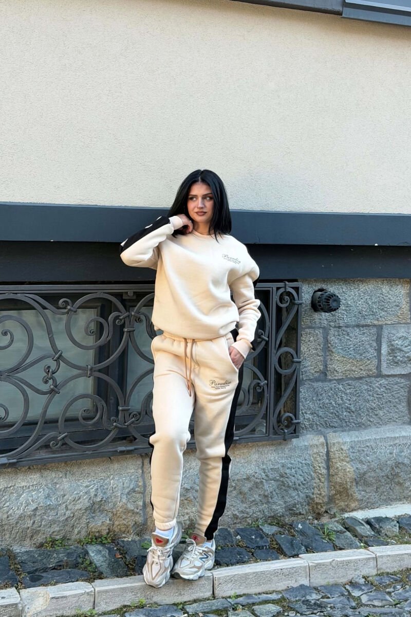 SMALL WRITTINGS SWETASHIRT + SWEATPANTS FLUFFY WOMAN SET BEIGE/BEZHE - 6