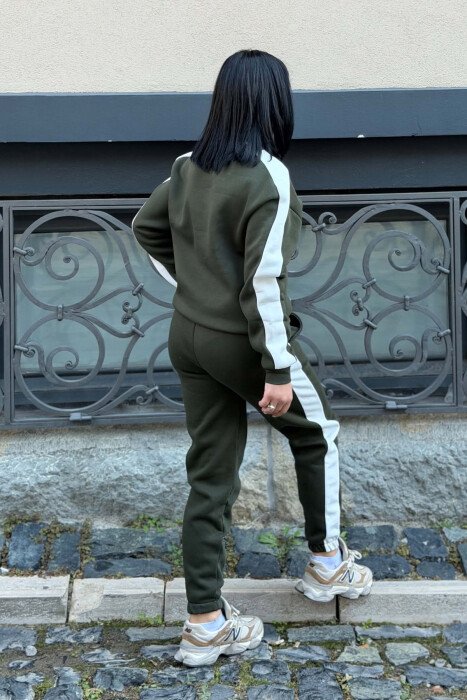 SMALL WRITTINGS SWETASHIRT + SWEATPANTS FLUFFY WOMAN SET GREEN/JESHILE - 2
