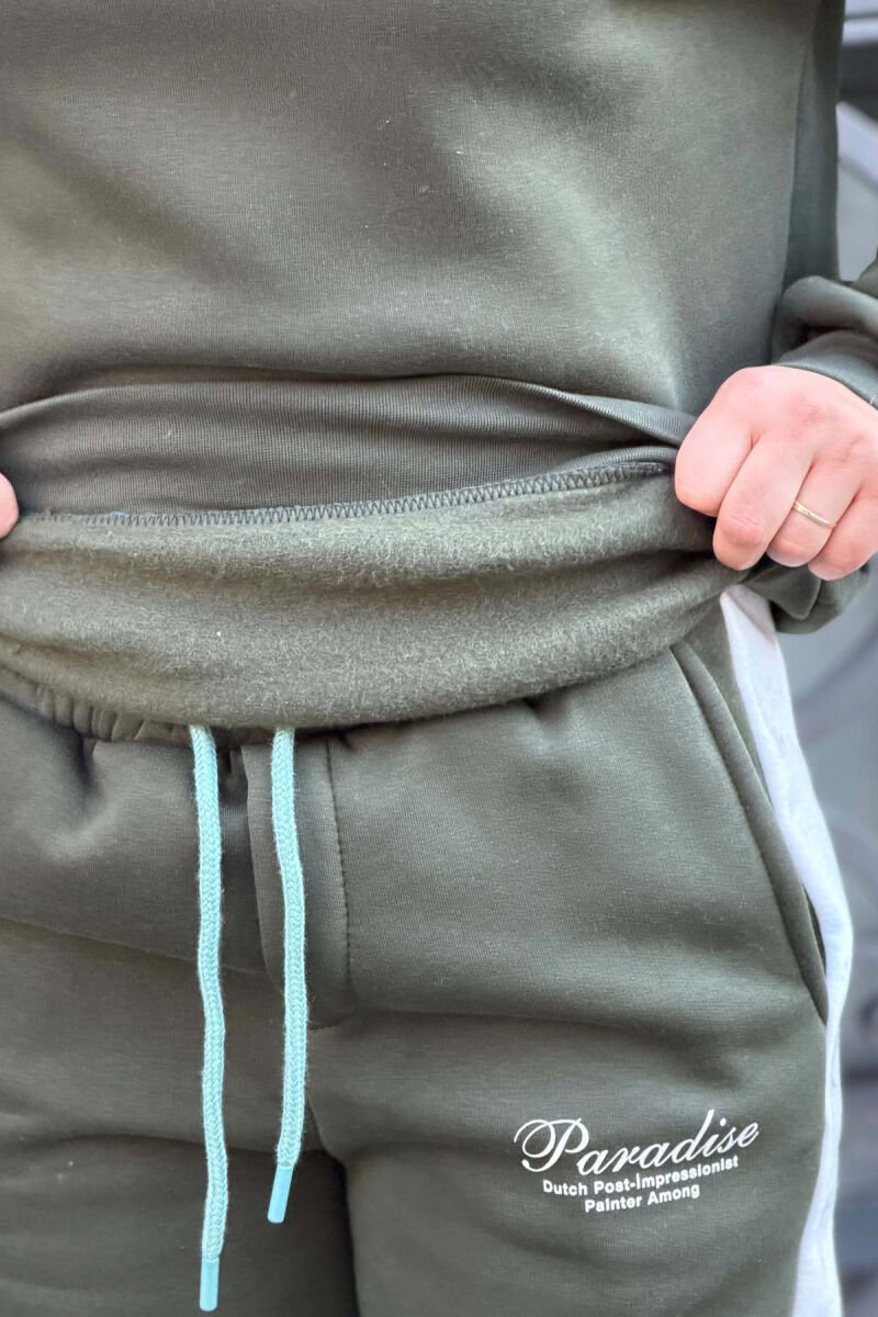 SMALL WRITTINGS SWETASHIRT + SWEATPANTS FLUFFY WOMAN SET GREEN/JESHILE - 3