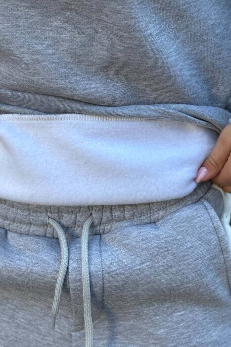 SMALL WRITTINGS SWETASHIRT + SWEATPANTS FLUFFY WOMAN SET GREY/GRI - 4