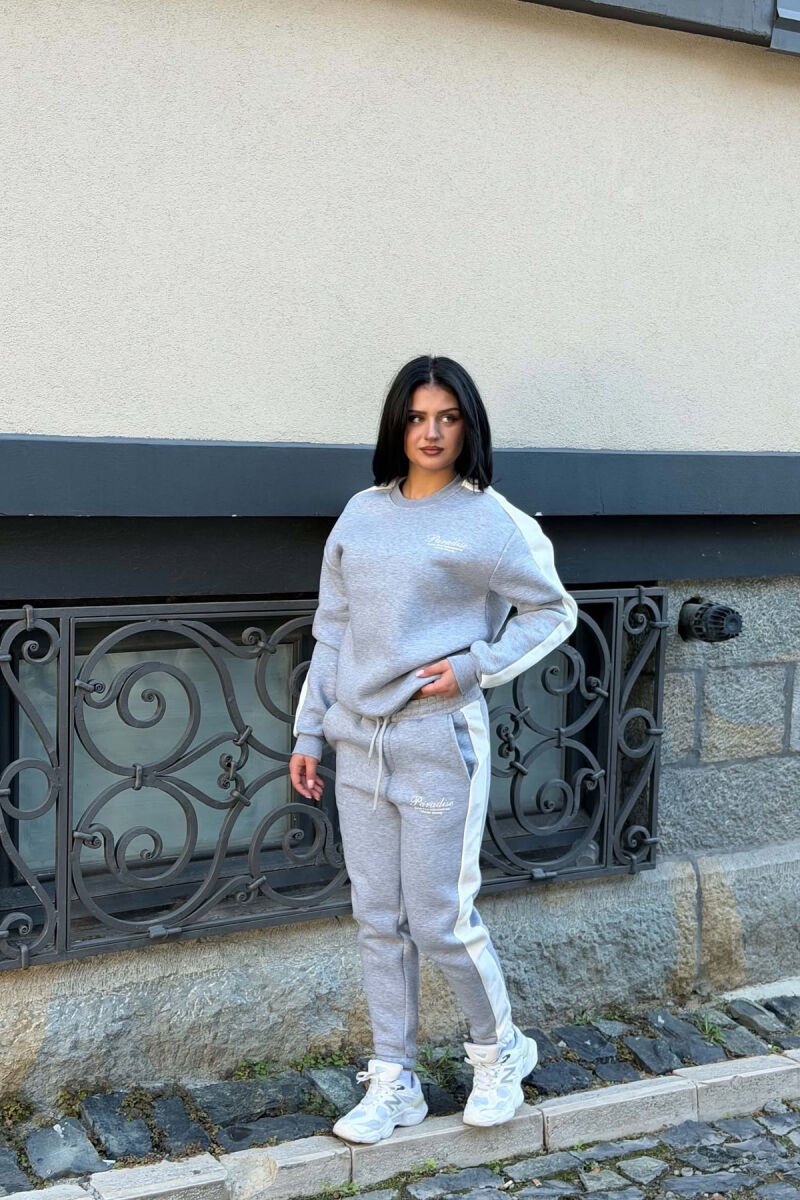 SMALL WRITTINGS SWETASHIRT + SWEATPANTS FLUFFY WOMAN SET GREY/GRI - 5