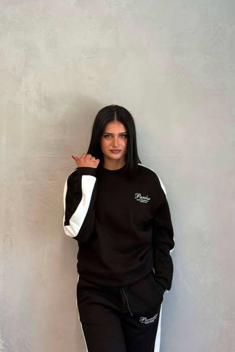 SMALL WRITTINGS SWETASHIRT + SWEATPANTS WOMAN SET BLACK/ E ZEZE - 2