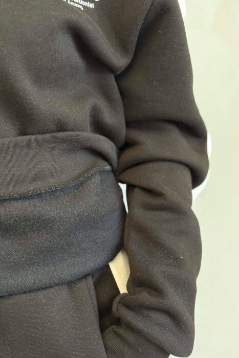 SMALL WRITTINGS SWETASHIRT + SWEATPANTS WOMAN SET BLACK/ E ZEZE - 5